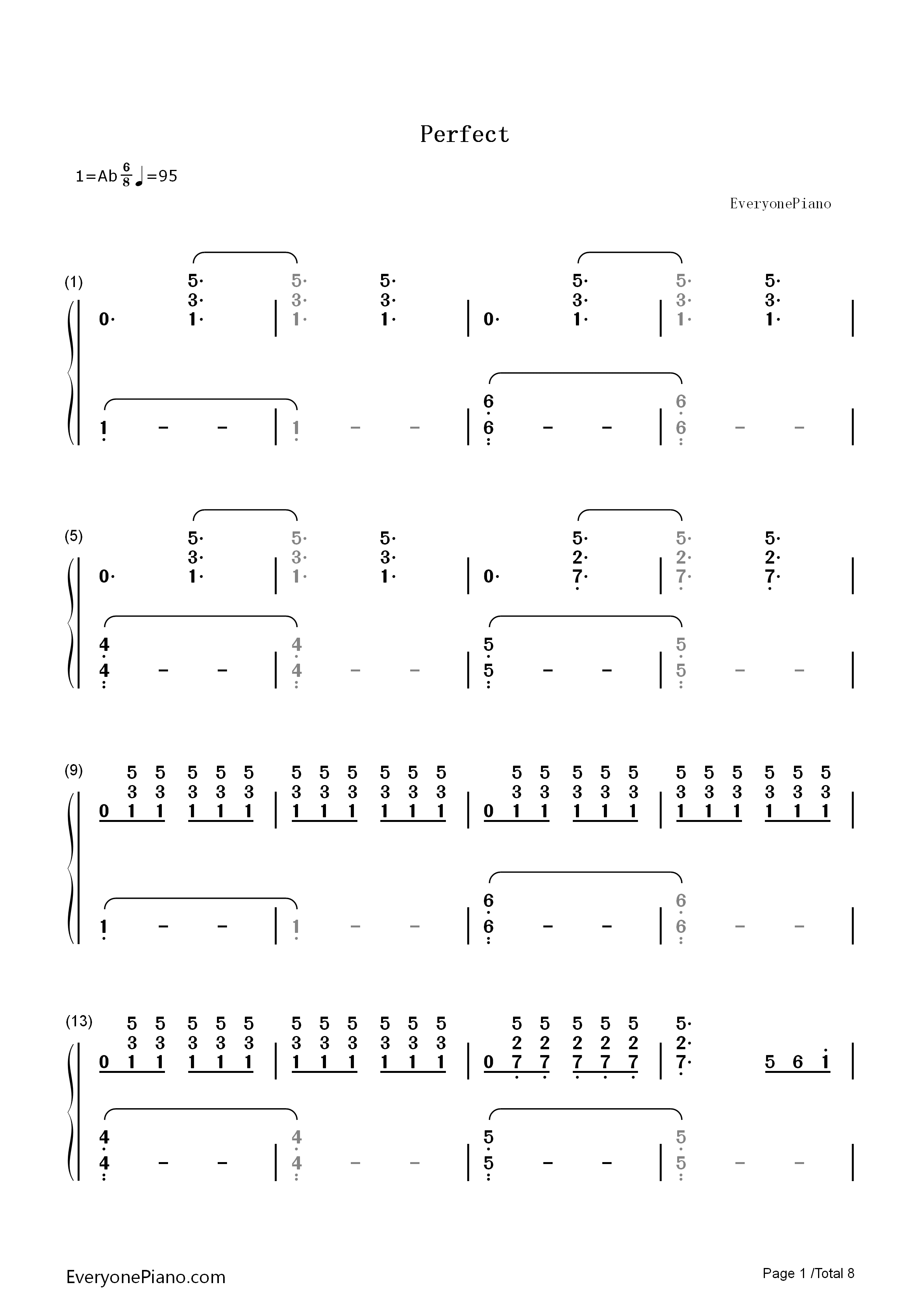 Perfect钢琴简谱_Ed_Sheeran演唱