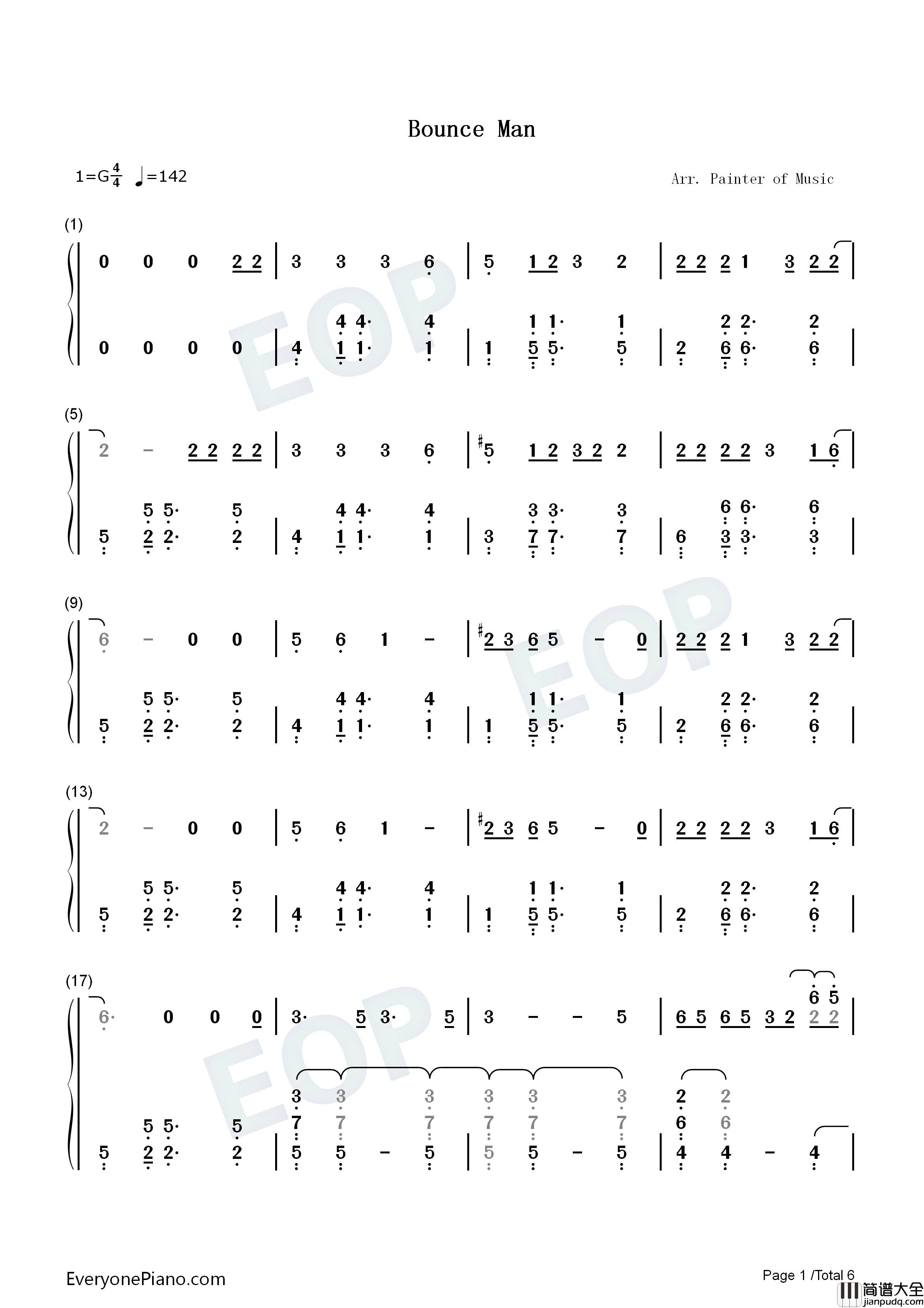 Bounce_Man钢琴简谱_Twenty_One_Pilots演唱