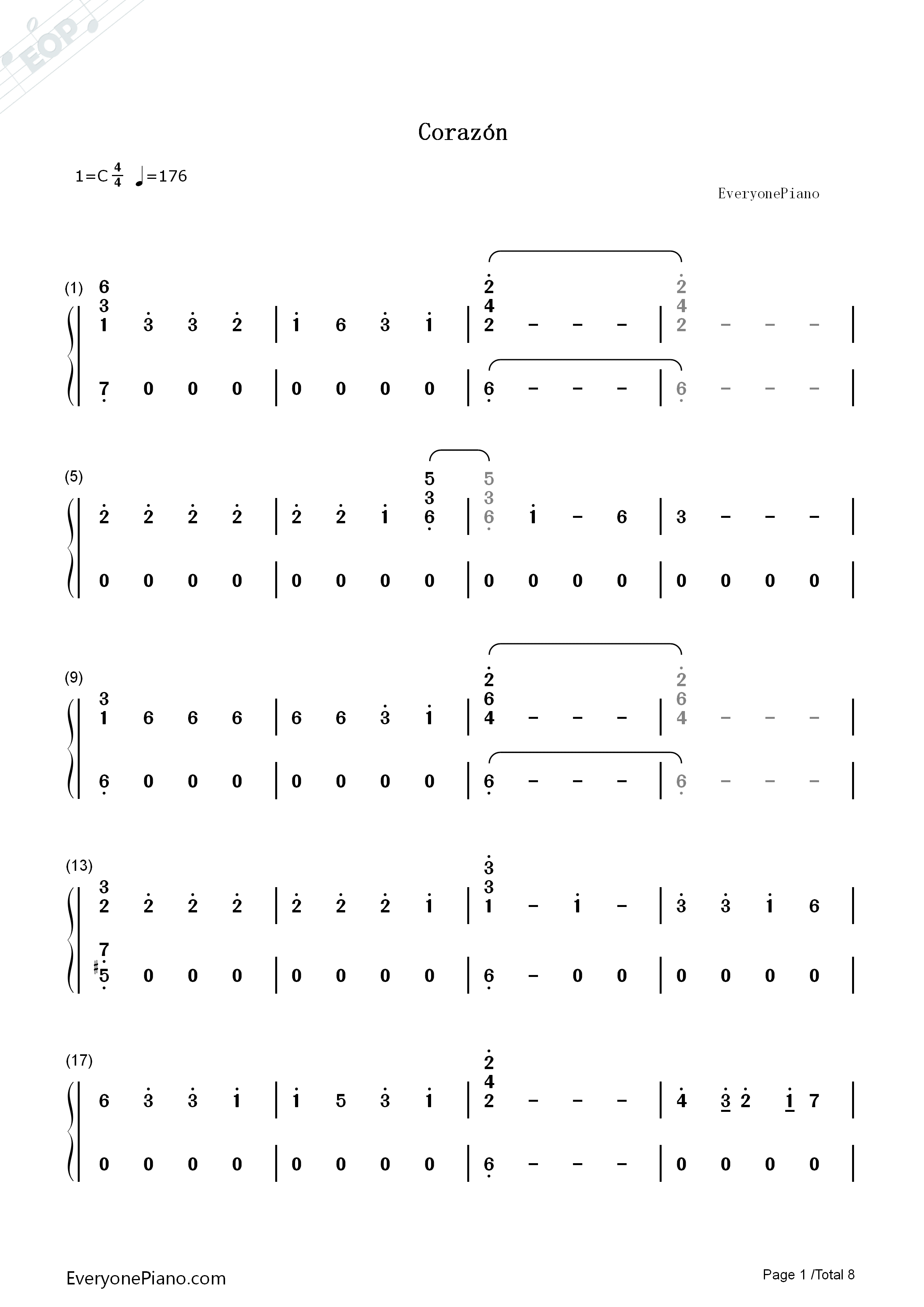 Corazón钢琴简谱_Maluma演唱