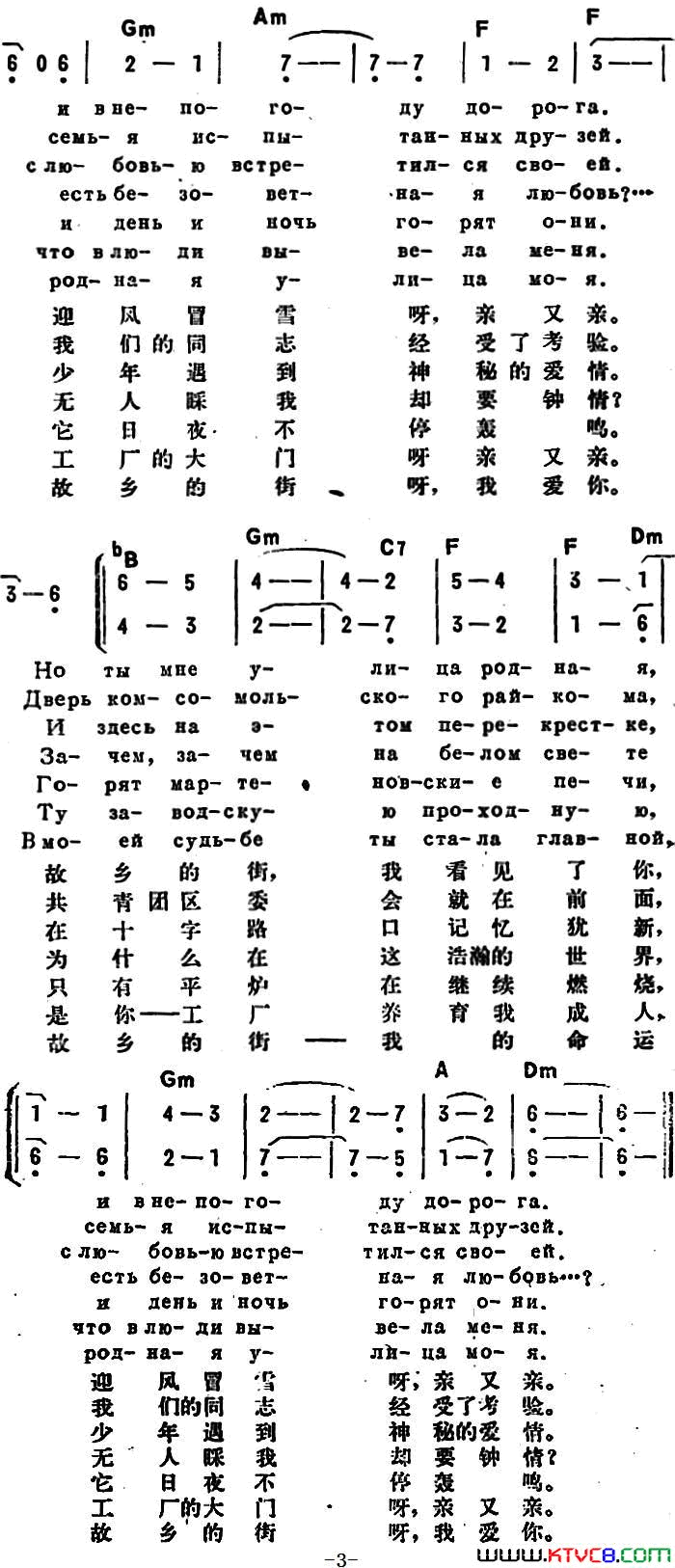 [前苏联]故乡的街中俄文对照简谱