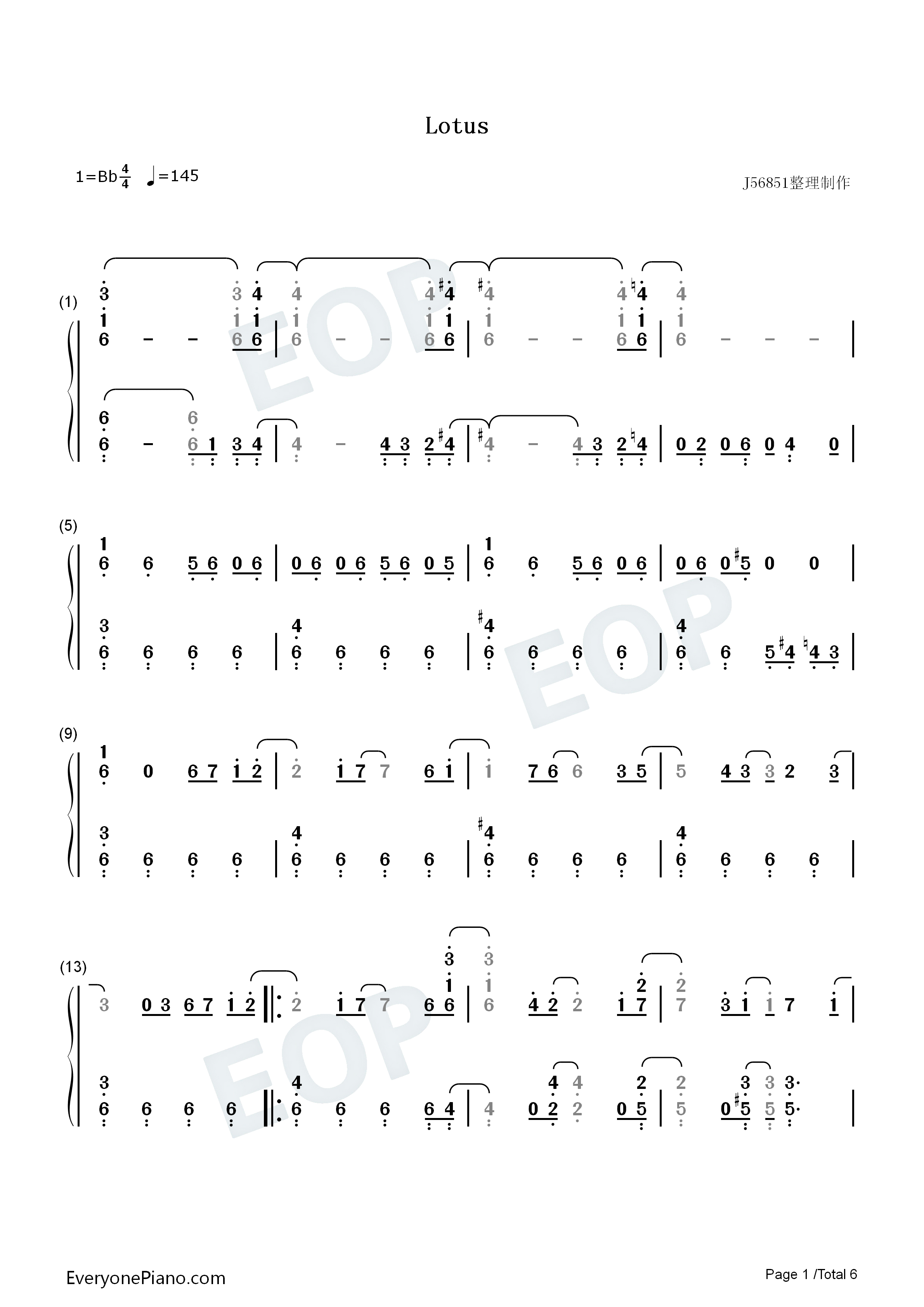 Lotus钢琴简谱_岚演唱