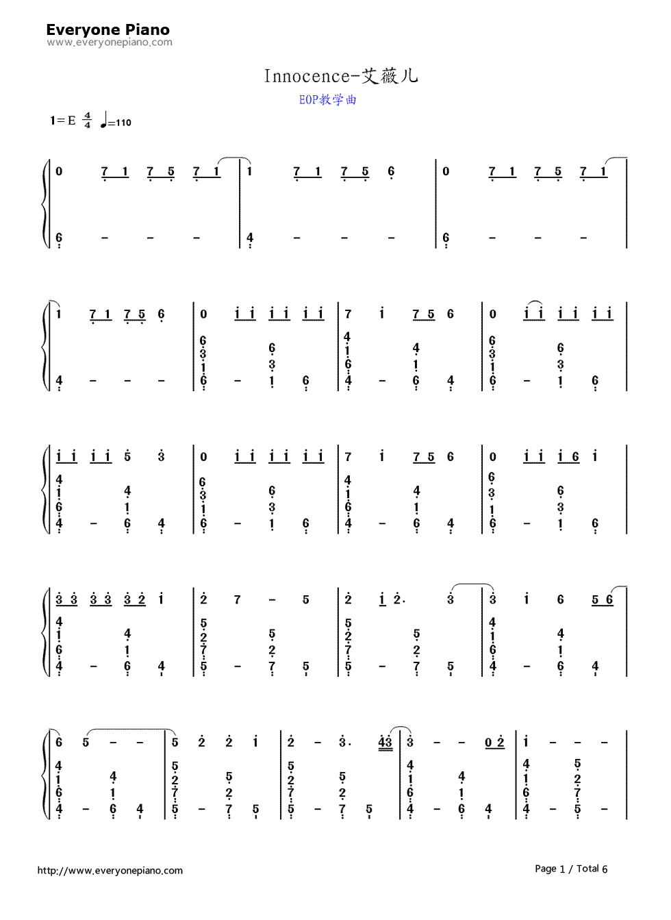 Innocence钢琴简谱_Avril_Lavigne__艾薇儿·拉维妮演唱