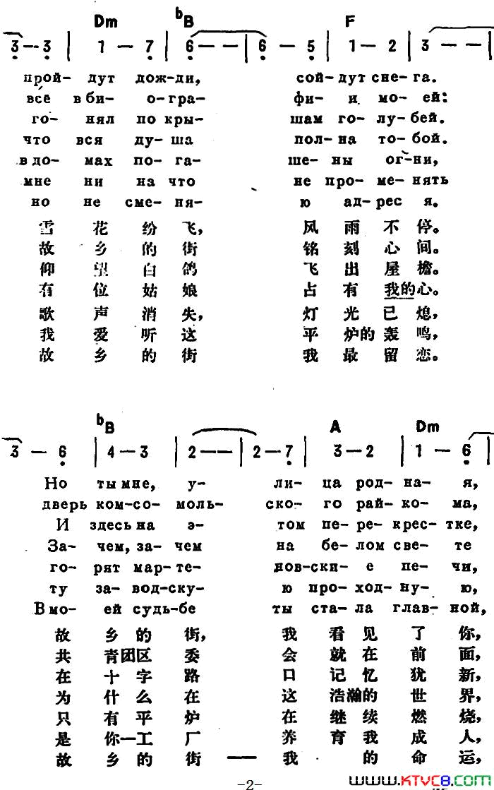 [前苏联]故乡的街中俄文对照简谱