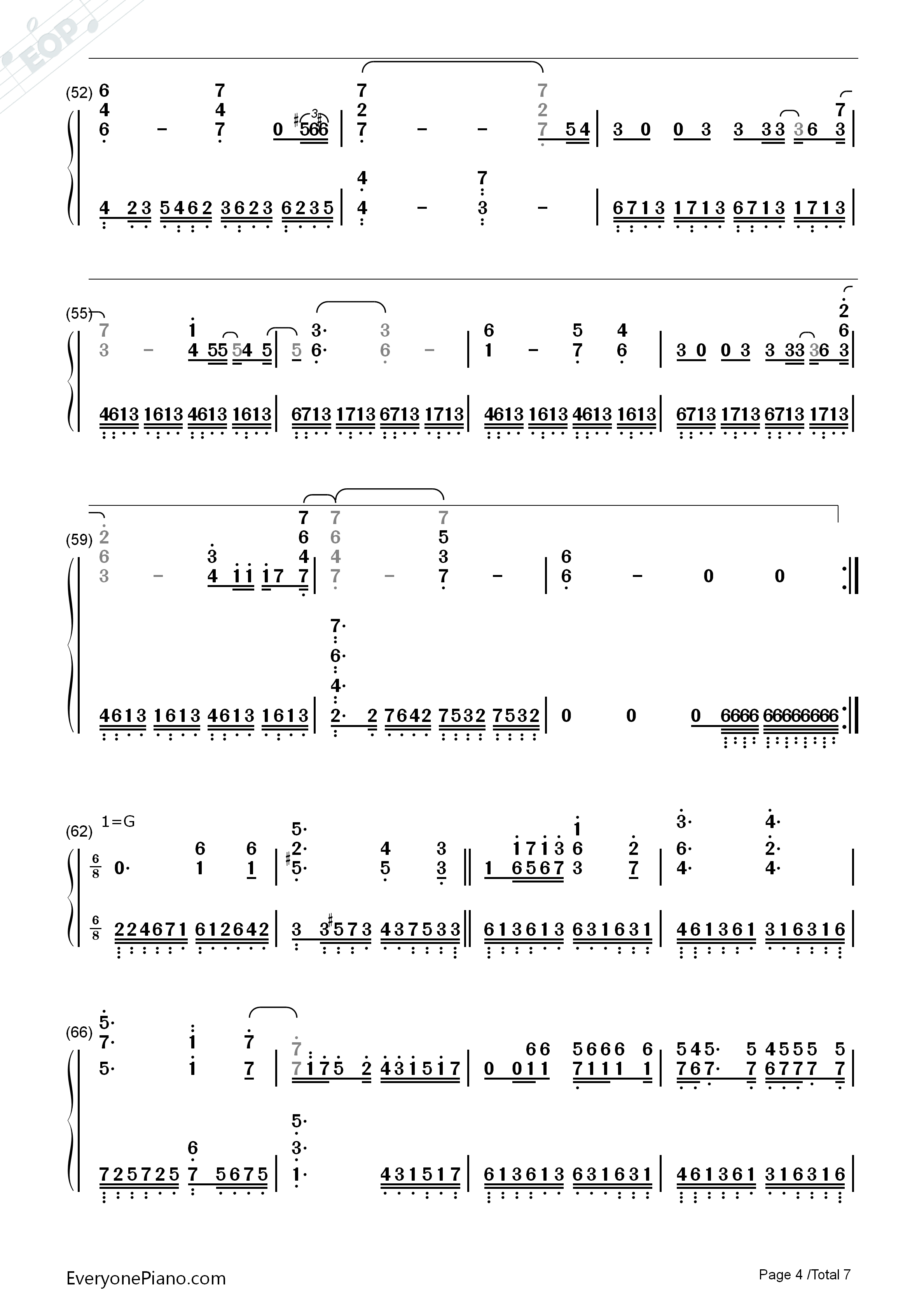 Here钢琴简谱_JUNNA演唱