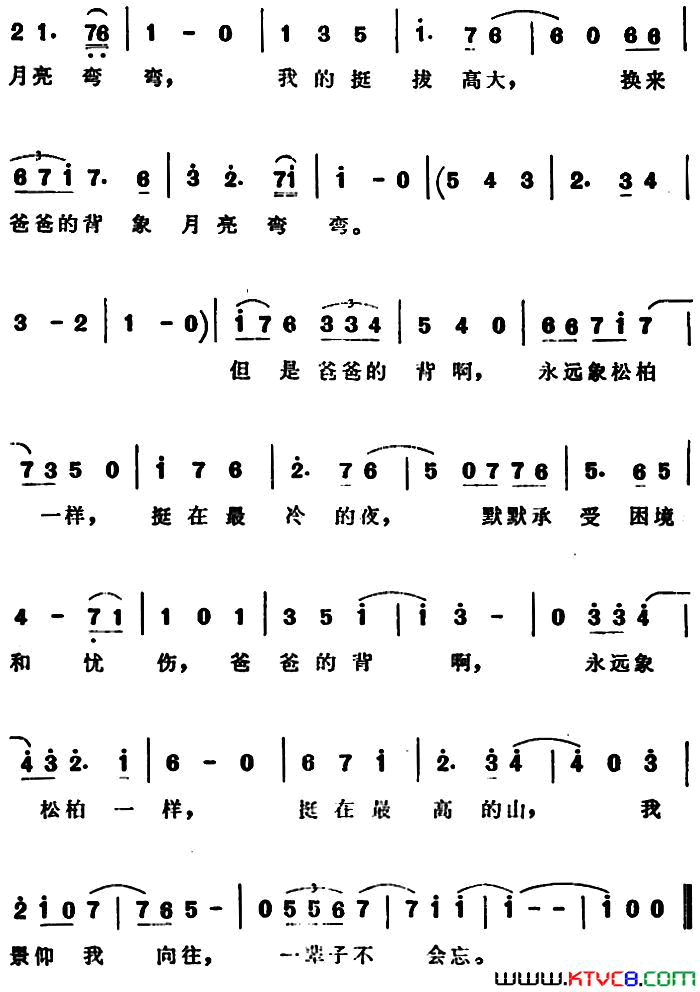 爸爸的背施又文词郁曼殊曲爸爸的背施又文词_郁曼殊曲简谱