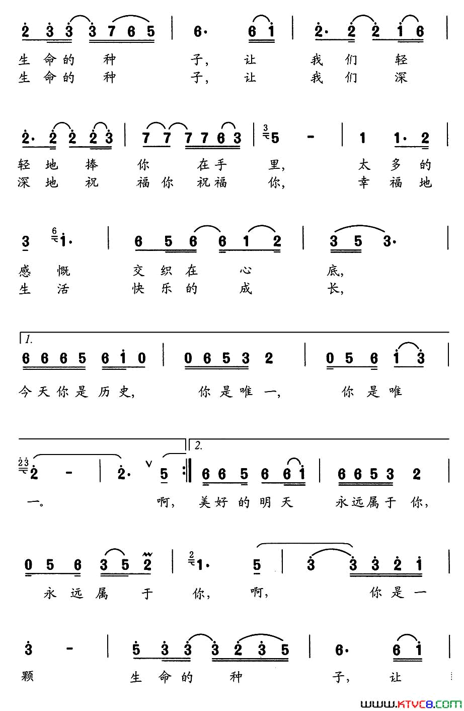 生命的种子简谱