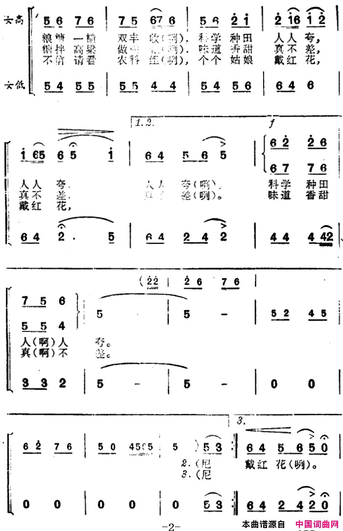 科学种田人人夸简谱