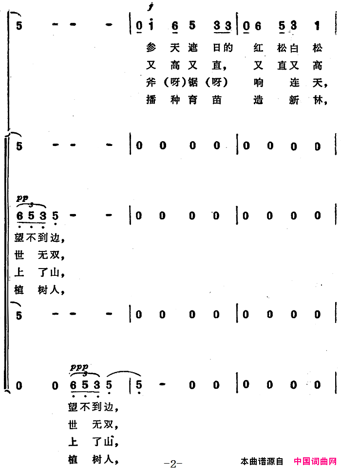 小兴安岭颂简谱