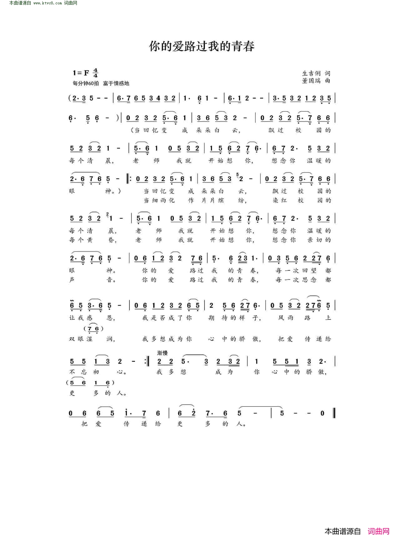你的爱路过我的青春简谱