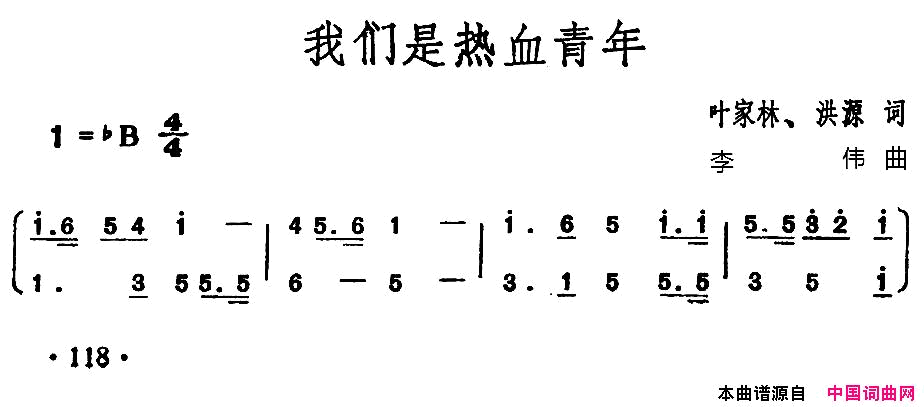 我们是热血青年简谱