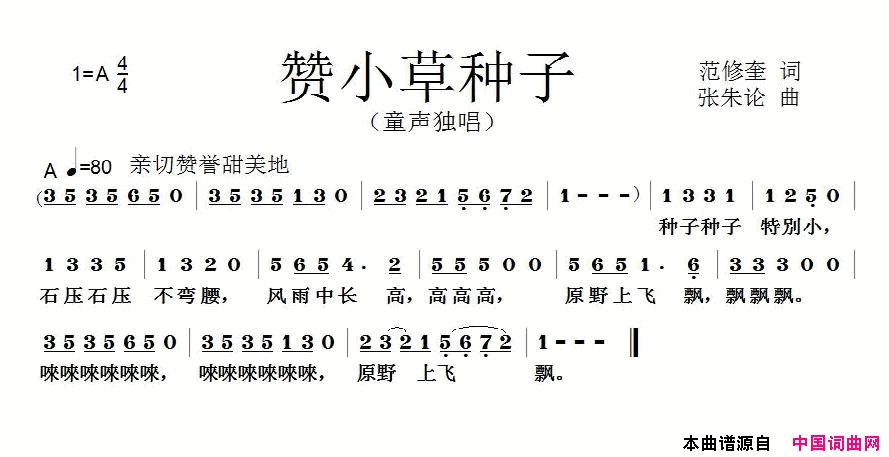 赞小草种子简谱