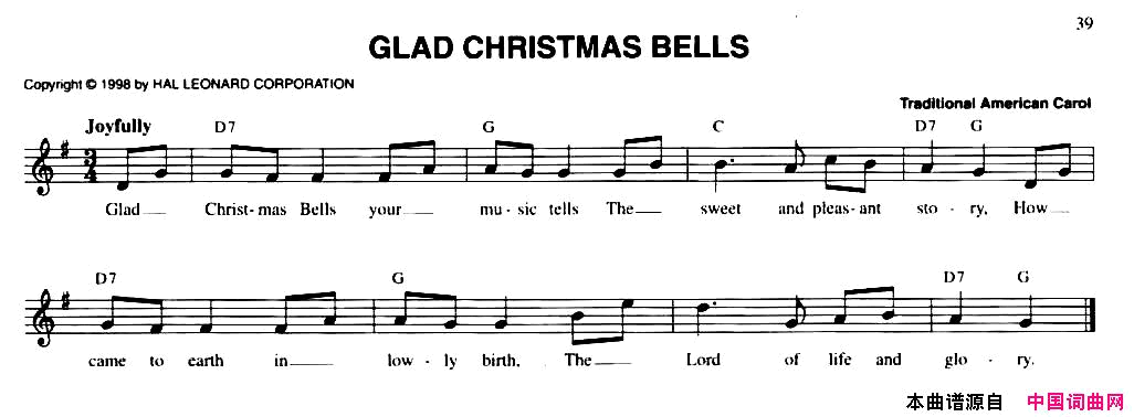 GLADCHRISTMASBELLS简谱