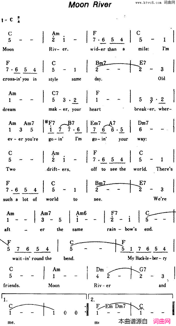 [美]MoonRiver月亮河[美]Moon_River月亮河简谱