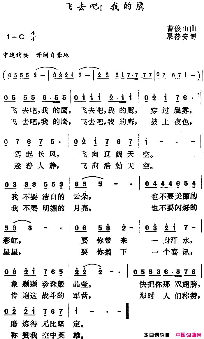 飞去吧！我的鹰简谱