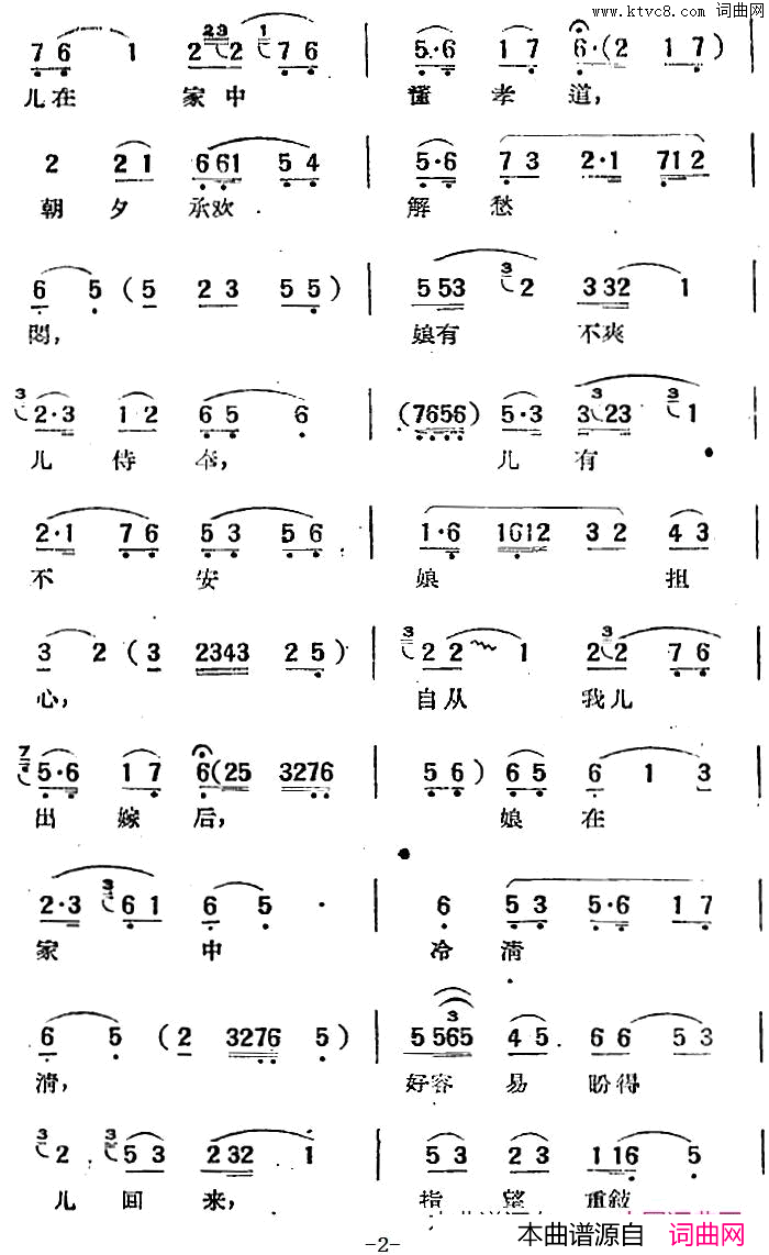 “碧玉簪”选曲：慢慢再来报娘恩简谱