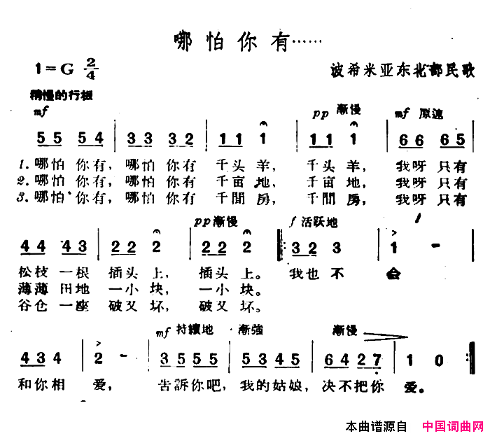 [捷]哪怕你有……简谱