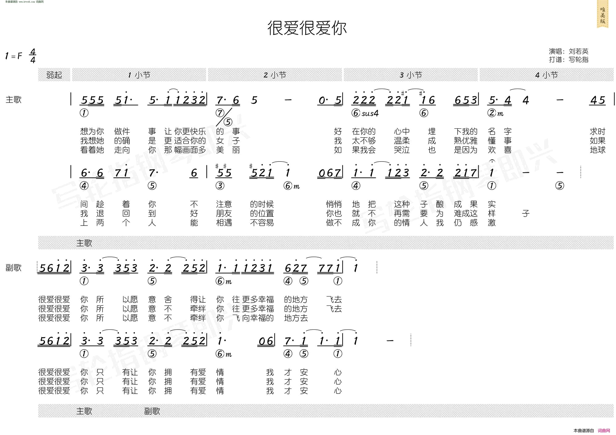 很爱很爱你_简和谱简谱_刘若英演唱_施人诚/玉城千春词曲