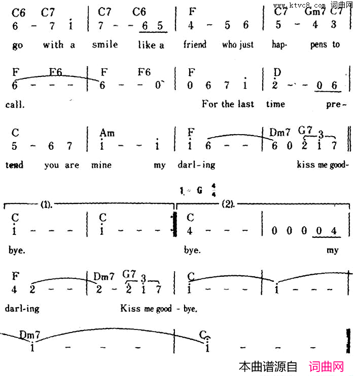 【美】KissMeGoodbye吻我，再分离简谱