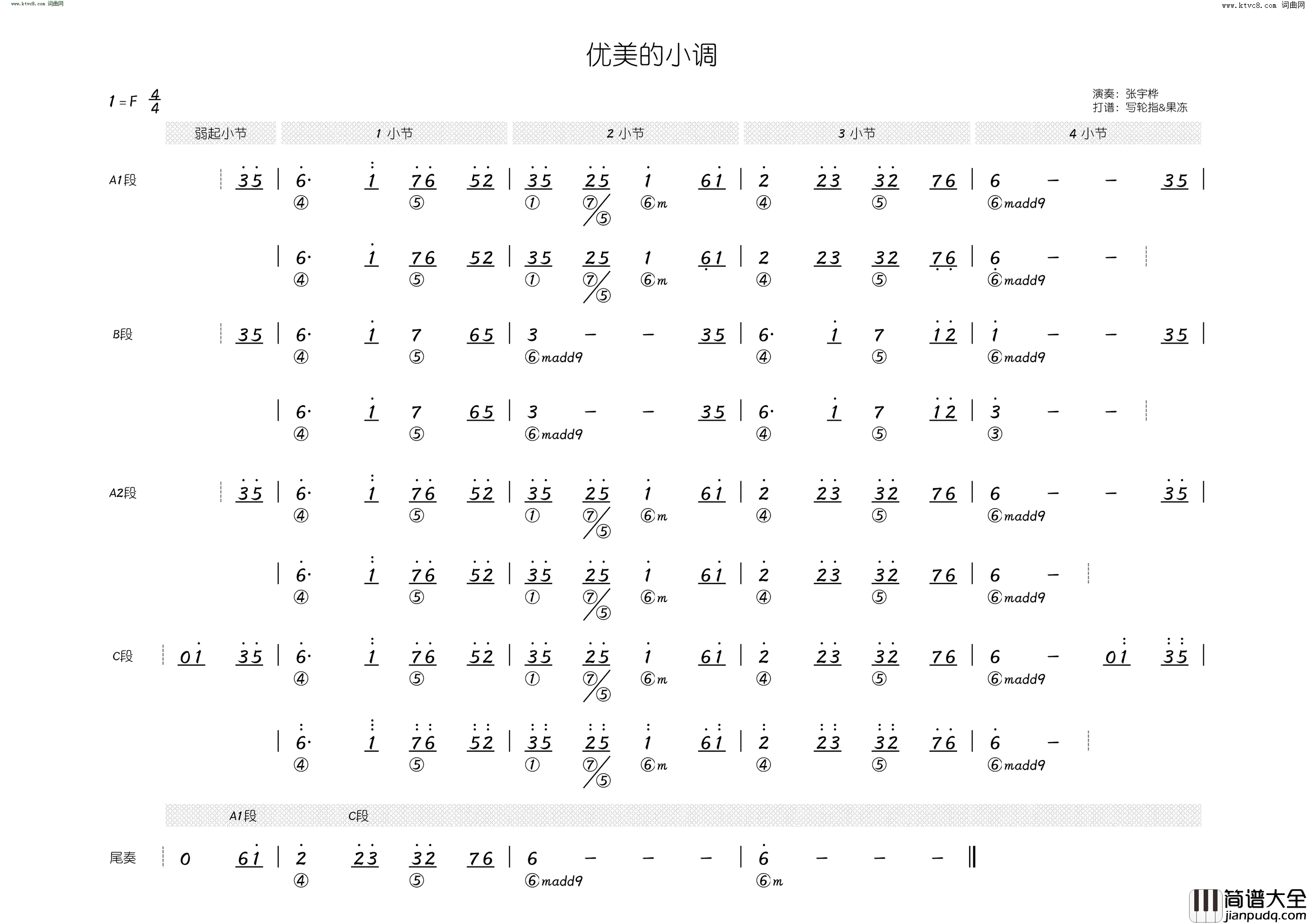 优美的小调简和谱简谱_张宇桦演唱