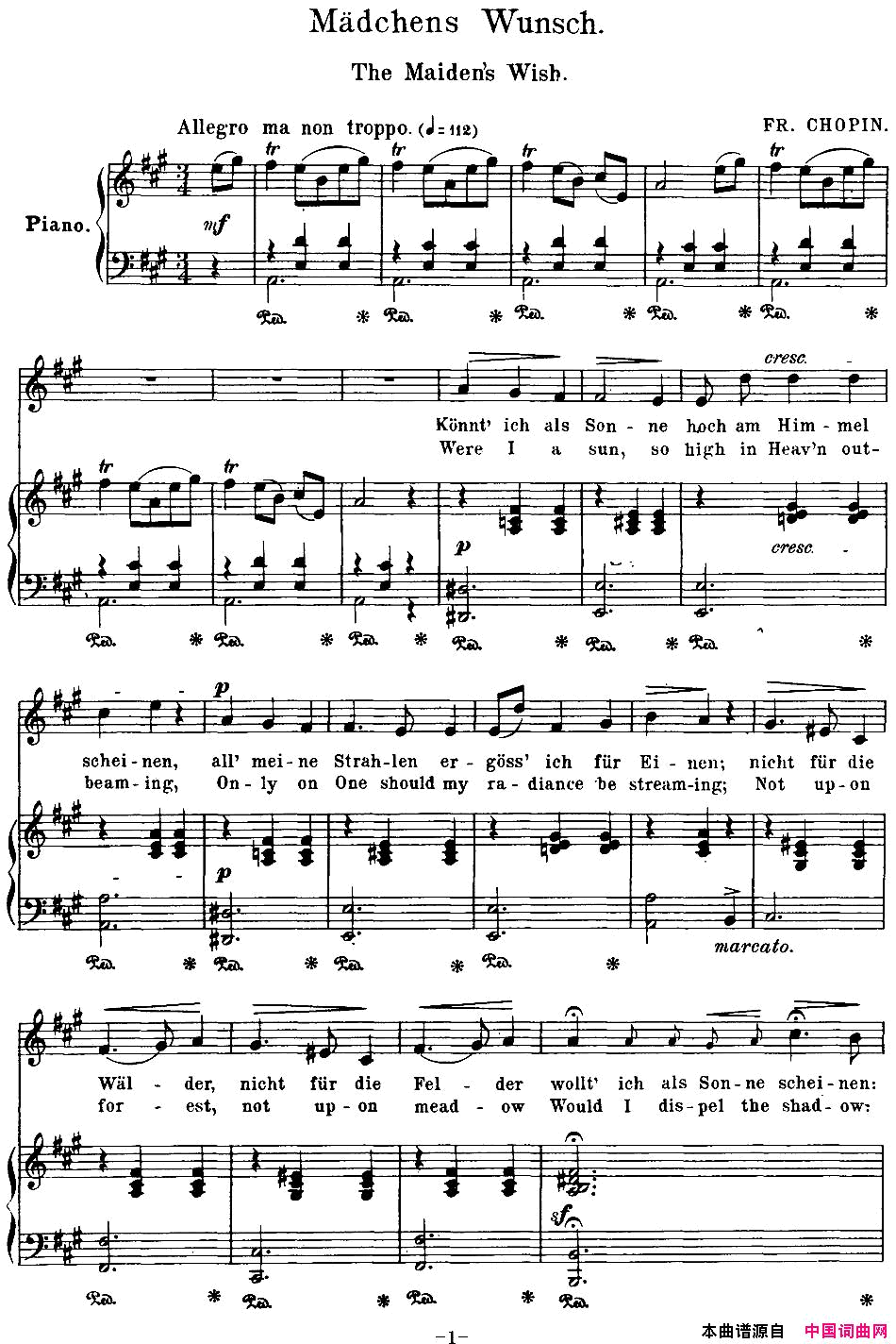 Chopin_17PolishSongsOp.74，No.1MadchensWunsch.TheMaiden’sWisb.钢琴伴奏谱Chopin_17_Polish_Songs_Op.74，No.1M