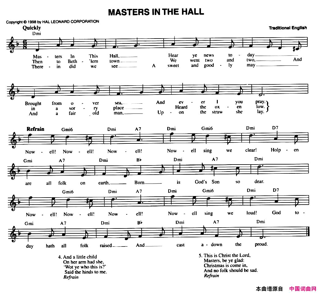 MASTERSINTHEHALL简谱