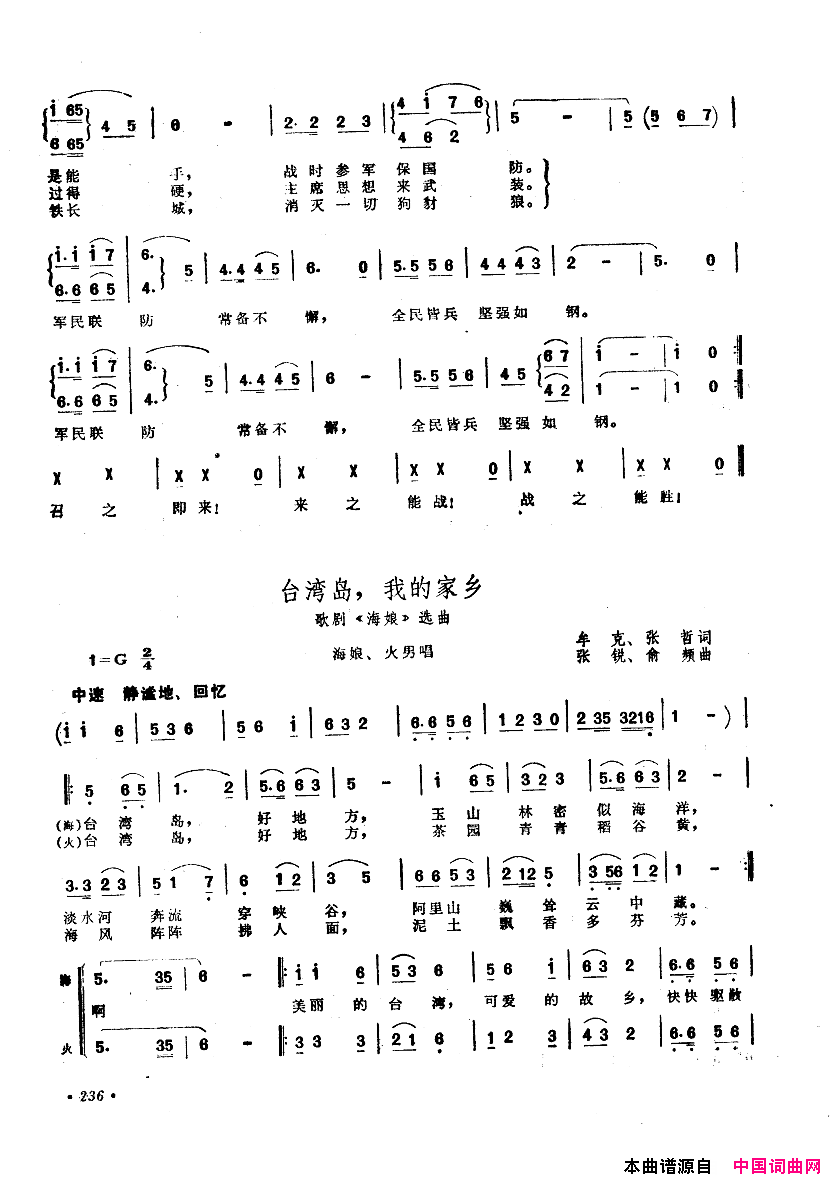 中国歌剧选曲集201_250简谱