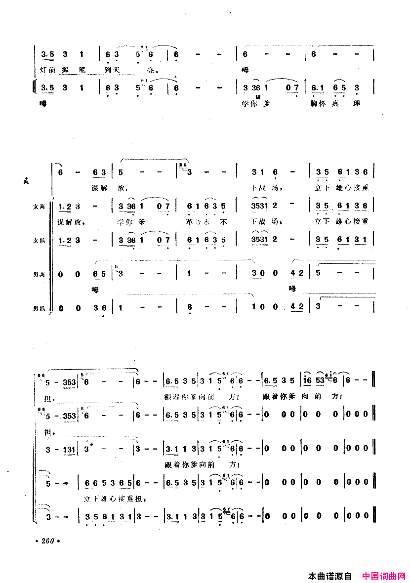 中国歌剧选曲集251_300简谱