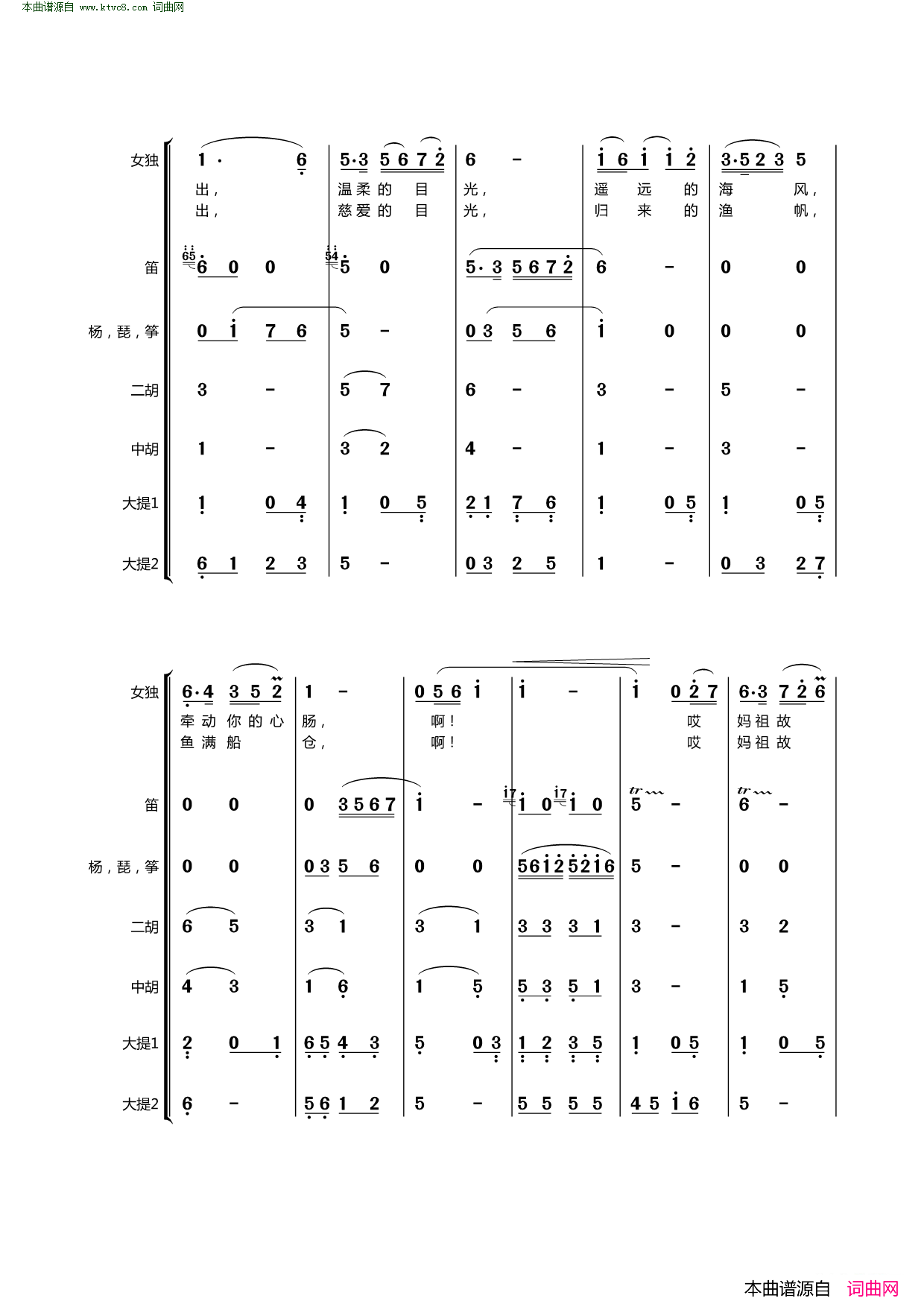 妈祖故乡简谱_黄丽琼演唱_杜建军/张立明词曲