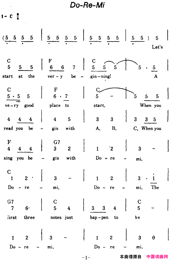 [美]Do_Re_Mi哆_来_咪、带和弦简谱