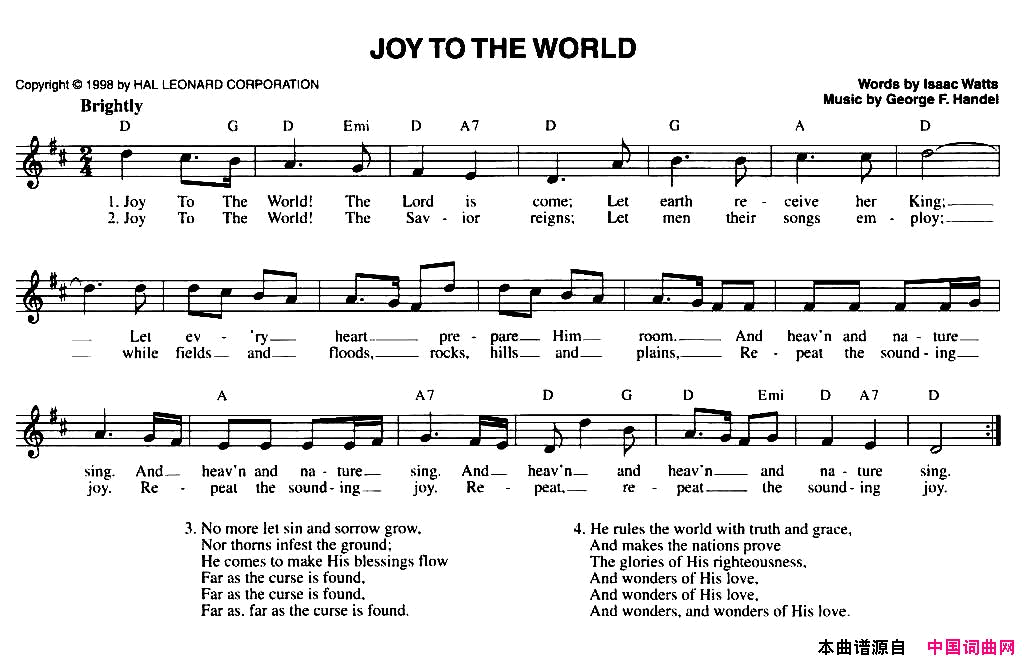 JOYTOTHEWORLD简谱