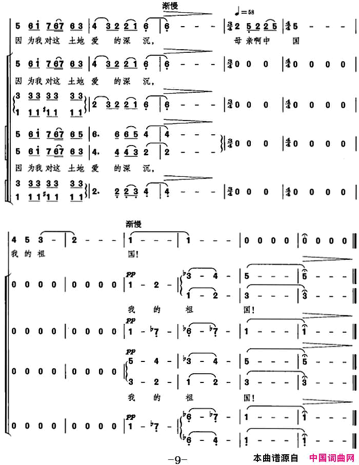 致祖国选自音乐舞蹈史诗_复兴之路_简谱_阎维文演唱_任卫新/孟卫东词曲