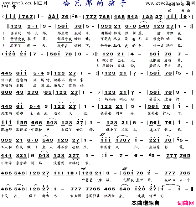 哈瓦拉的孩子简谱