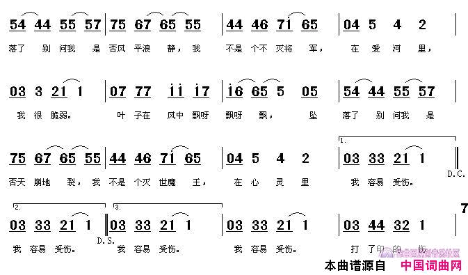 _天崩地裂_简谱_无演唱_杨宝云/杨宝云词曲