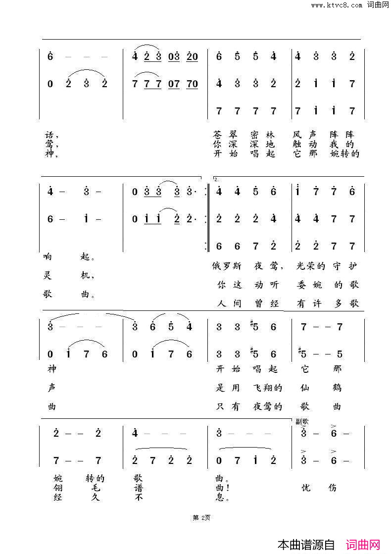 夜莺林СоловьинаяРоща中俄简谱夜莺林Соловьиная_Роща中俄简谱简谱