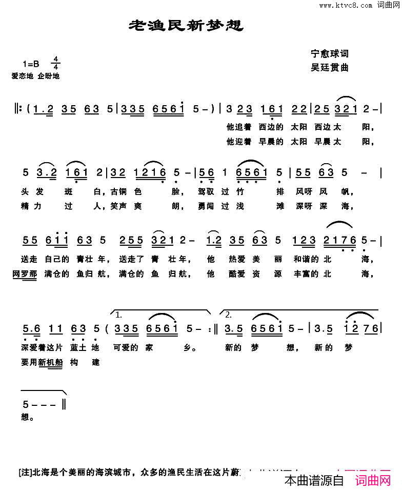 老渔民新梦想简谱