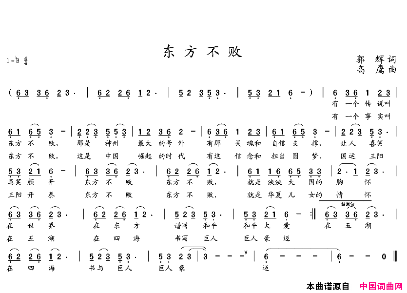 东方不败简谱_陈常青演唱_郭辉/高鹰词曲