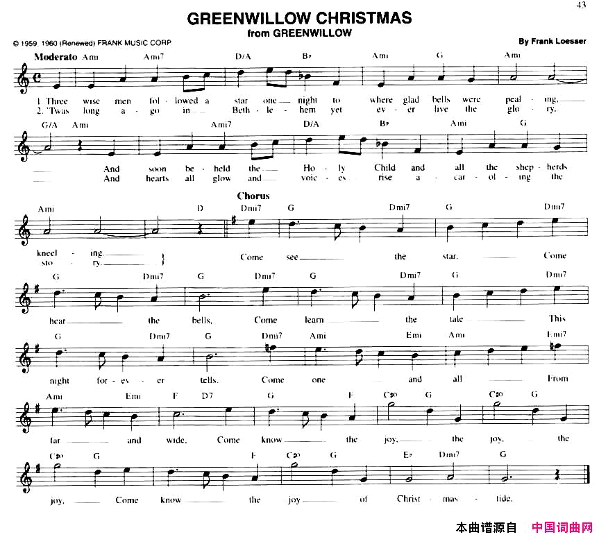 GREENWILLOWCHRISTMAS简谱