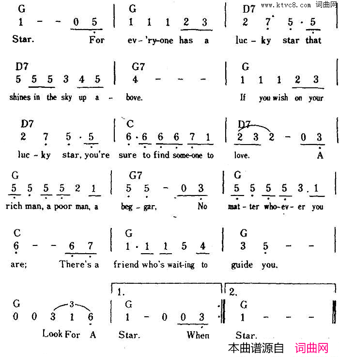 【美】LookForAStar寻觅星星简谱