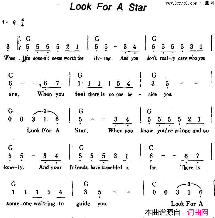 【美】LookForAStar寻觅星星简谱