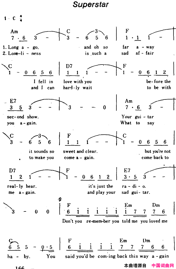 [美]Superstar超级明星、带和弦简谱
