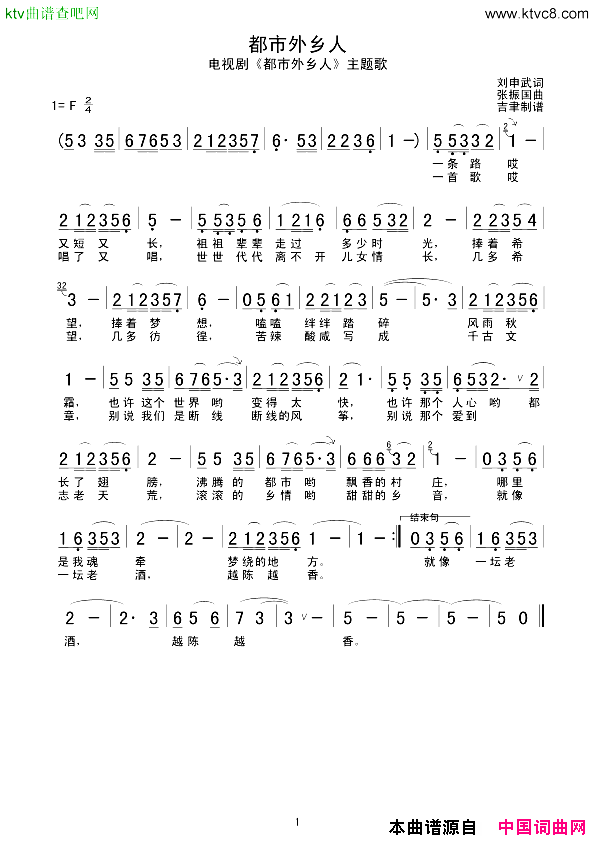 都市外乡人简谱