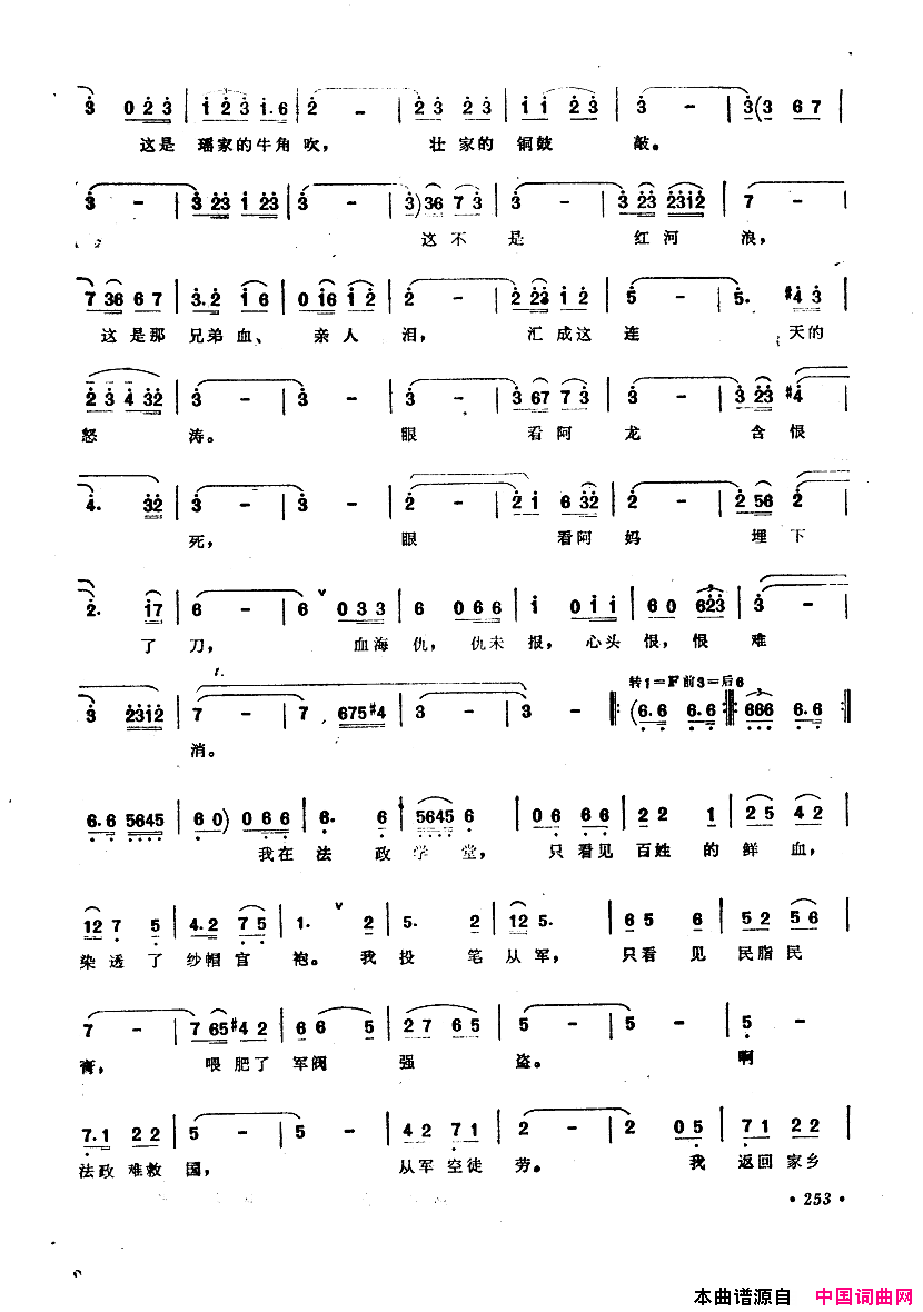 中国歌剧选曲集251_300简谱