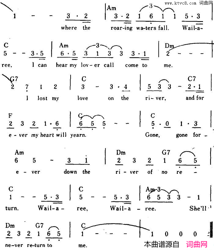 【美】TheRiverOfNoReturn无归河、带和弦简谱