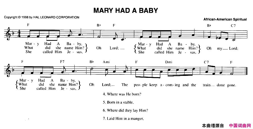 MARYHADBABY简谱