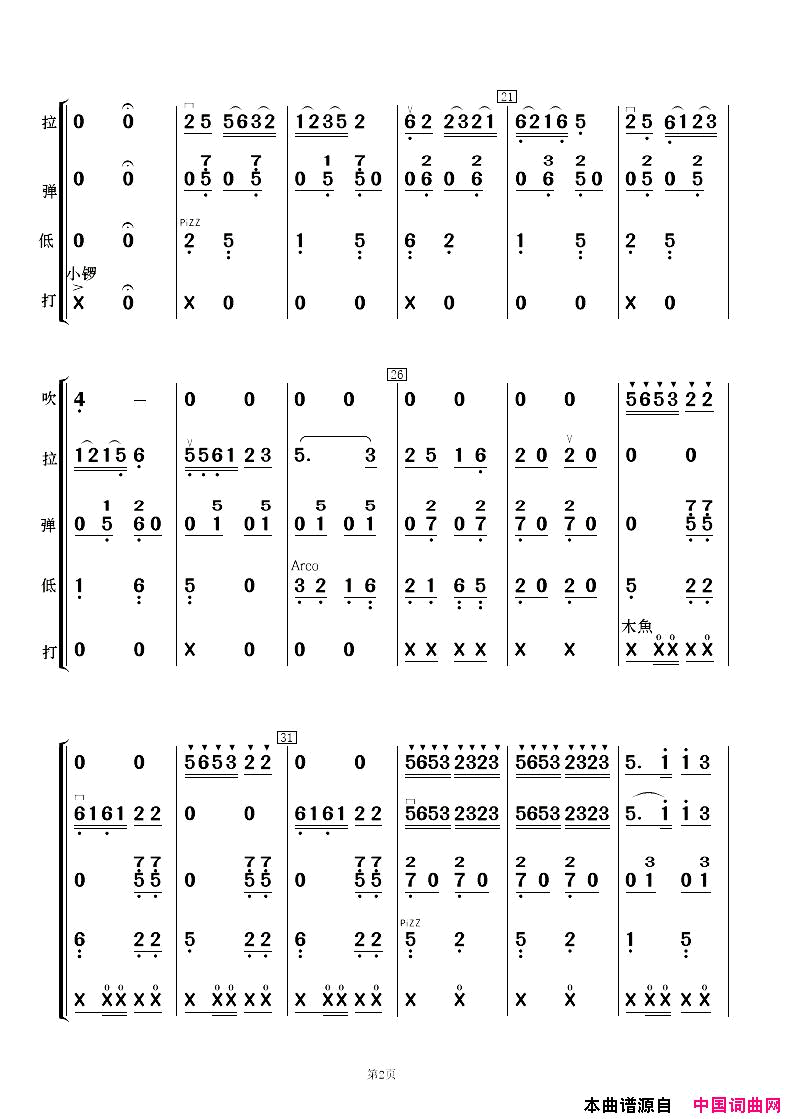 花灯锣鼓闹新春民乐合奏_新版简谱