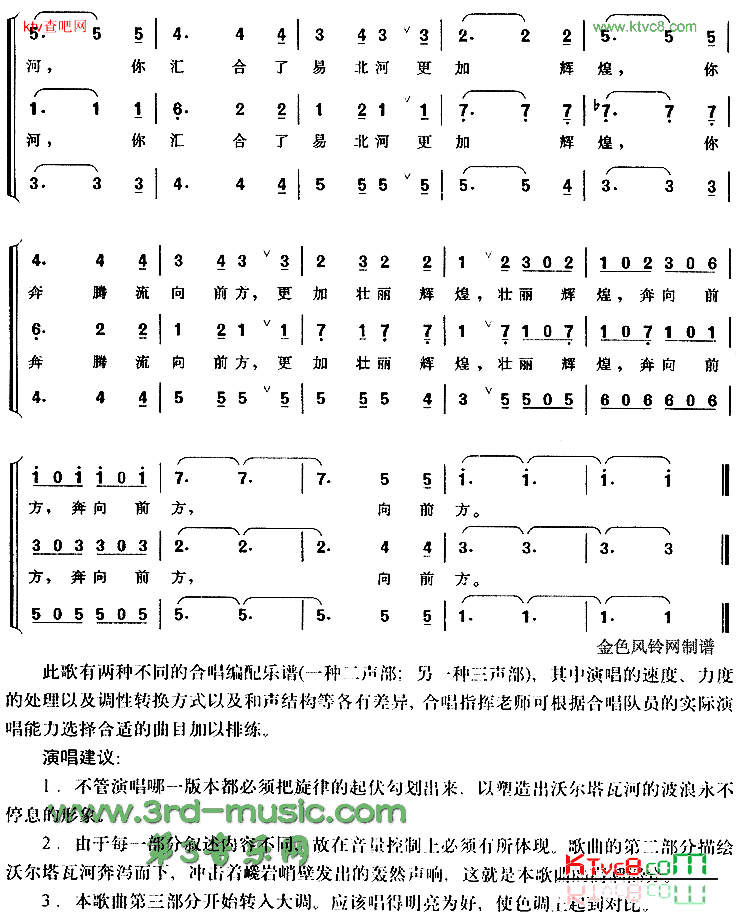 沃尔塔瓦河[合唱曲谱]简谱