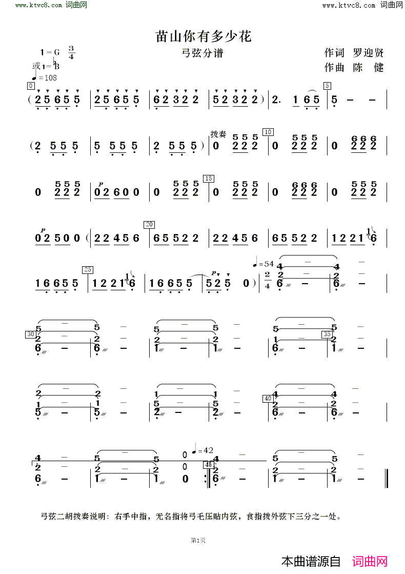 苗山你有多少花_二重唱歌唱与乐队简谱