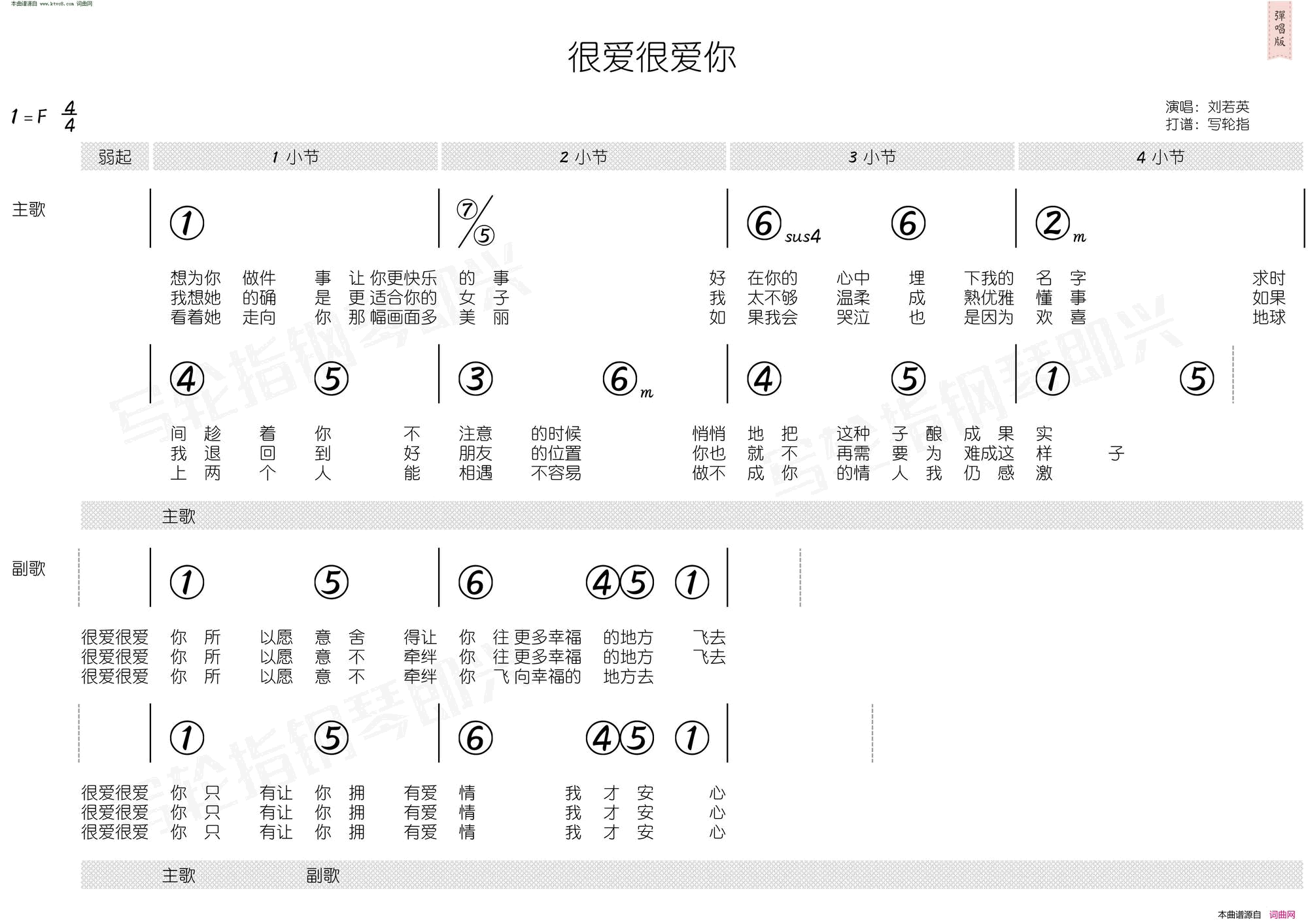 很爱很爱你_简和谱简谱_刘若英演唱_施人诚/玉城千春词曲