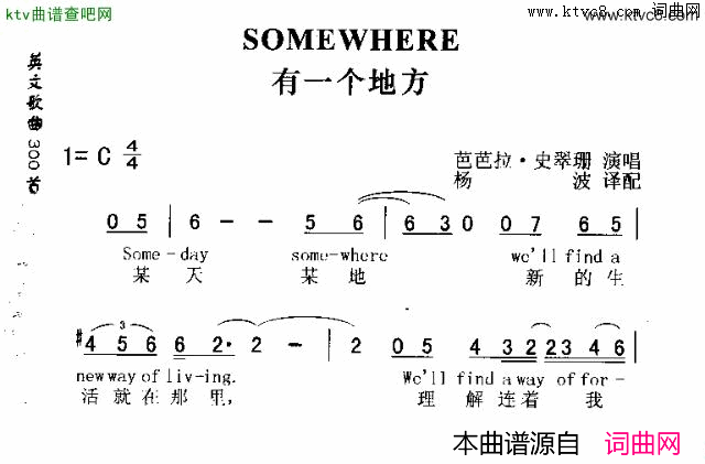 SOMEWHERE_有一个地方简谱