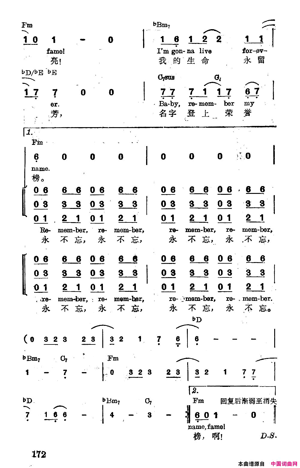 [美]荣誉榜简谱